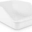Large Cat Litter Box with High Sides,Cat Litter Pan for Indoor Big Cats,Open Top High Wall Kitty Litter Box with Low Entry for Kitten & Senior Cat,Easy to Clean,Anti-Splashing (White)
