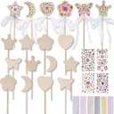 ArtCreativity Fairy Wand Kit, Includes 18 Wooden Wands, 18 Ribbons, and 5 Gem Sticker Sheets - Wand Decorating Kit - Birthday Party Crafts for Kids - Princess Party Activity