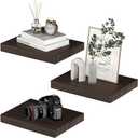PopiShelves Small Floating Shelves for Wall - 12 x 9 Inch Rustic Brown Shelves for Bedroom, Living Room, Bathroom, Kitchen, Office Decor Set of 3