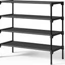 Kitsure Shoe Rack - Premium Non-Woven Shoe Rack Shelf, Shoe Organizer for Closet, Entryway, Garage & Corridor, Sturdy & Durable Long Stackable Shoe Shelves, X-Large, Black