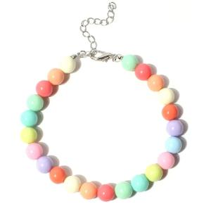 Hosiwei Handmade Rainbow Beaded Dog Collar  16mm Chunky Colorful Candy Pearls with Stainless Steel Wire, Adjustable Pet Necklace Jewelry Accessories for Small, Medium, Large Dogs