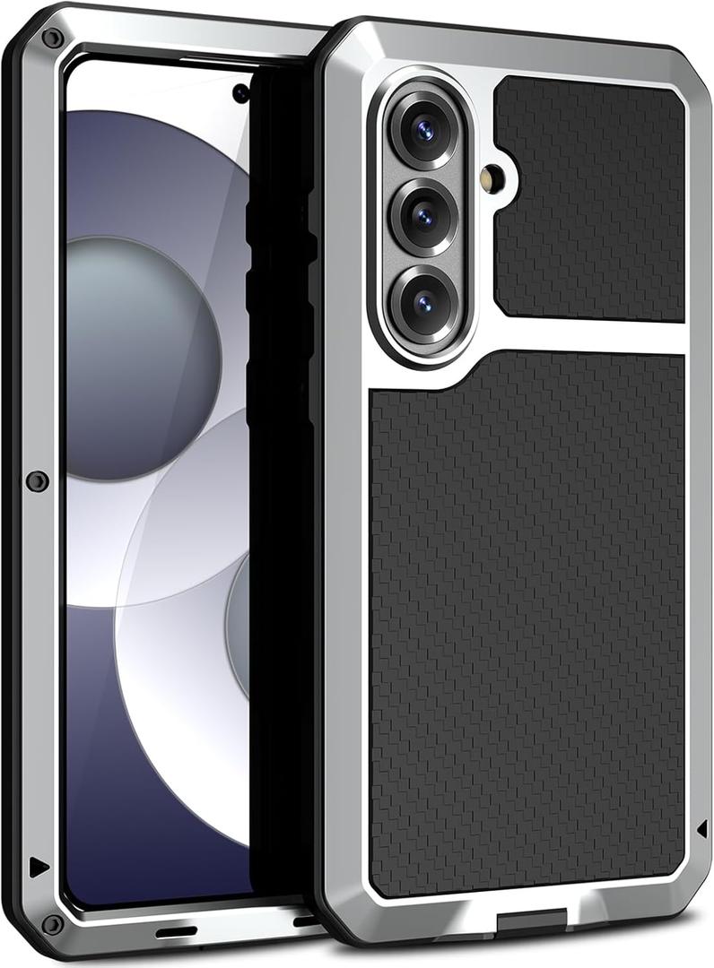 Metal Case for Samsung Galaxy S26 Case 6.3",Full Body Protective Cover Heavy Duty Shockproof [Tough Armour] Aluminum Alloy Case with Silicone Built-in Screen Protector - Silver