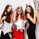 2 x HOWAF 24pcs Black Silver New Year Glasses, Happy New Year Paper Eyeglasses for 2026 New Year Eve Party Supplies, Silver New Year Photo Booth Props Eyewear, Fancy New Year Party Glasses for 2026 NYE