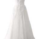 Abaowedding Women's Wedding Dress for Bride Lace Applique Evening Dress V Neck Straps Ball Gowns (White) 20