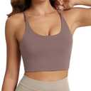 ODODOS Halter Sports Bra for Women Non Padded Strappy Cropped Tops Workout Yoga Crop, S