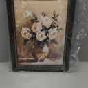 Black Gold Framed Vintage Still Life Floral Wall Art, White Rose Painting Picture Wall Decor, Country White Flower Poster Print Artwork for Bedroom, Living Room, Office Room, Home Decoration 12x16inch