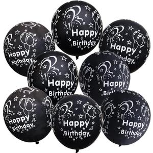30Pcs Black Birthday Balloons 12In Printed Latex Balloons with "Happy Birthday"for Kids Birthday Party Decoration