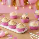 Gejoy 400 Pcs Aluminum Foil Baking Cups with Lids 5 oz Disposable Ramekins Mini Cake Pans Creme Brulee Cupcake Liners Muffin Dessert Container for Wedding Birthday Party (Classic,Dark Pink)