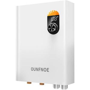 Tankless Hot Water Heater Electric, Ounfone 18KW 240V on Demand Electric Water Heaters Under Sink, Point of Use Water Heater with Built-in EMC Device, White