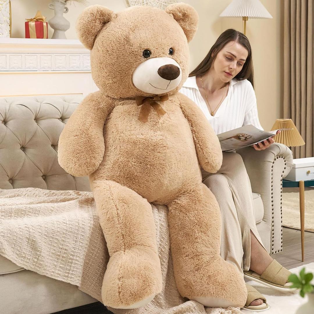 51 inch Big Teddy Bear Cute Giant Stuffed Animals Soft Plush Toy for Girlfriend Kids for Birthday Christmas Valentine's Day (Light Brown)