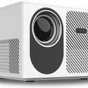 Mini Projector, Portable Projector, 4K Support, Full HD Outdoor Movie Projector, Wired Screen Sync Projector Auto Keystone Correction Function for Laptops, PCs and Smartphones (White)
