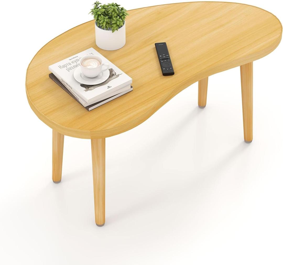 Mango Coffee Table Low Table with 4 Solid Wood Sturdy Legs, Floor Table Desk for Sitting on The Floor, Storage and Living Room Furniture (Natural)