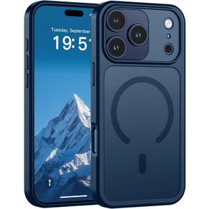 SUPFINE Magnetic for iPhone 17 Pro Case (Compatible with MagSafe)(Military Grade Drop Protection)(Camera Protection) Translucent Matte Shockproof Phone Cover 2025,Deep Blue
