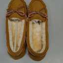 Womens Moccasin Slippers Micro Suede Cozy Indoor Outdoor House Shoes (7, Brown)