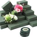 36 Pcs Floral Foam Blocks Set with 3 Green Tapes, Wet & Dry Flower Foam Bricks for Fresh and Artificial Arrangements, Green Florist Foam for Wedding, Party, Birthday, Home Decorations