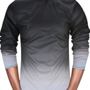 Casual Soft Comfortable Men's Cotton Small Print Round Neck Long Sleeve T-Shirt, Medium