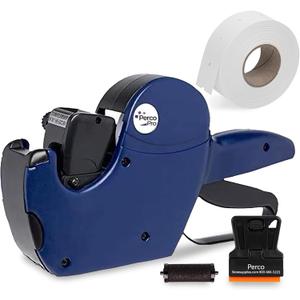 Perco Pro 1 Line Date Gun, 8 Digit 1 Line Date Label Gun Preloaded with Roll of 1000 White Labels, Preloaded Ink Roll