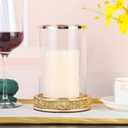 Pillar Candle Holders Set of 2,Hurricane Candle Holders,Candlesticks Holder With Glass Hurricane Lid,Metal Candle Holder For Coffee Dining Table, Wedding, Christmas, Home Decoration,Gold Candle Holder