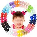 2" Baby Hair Clips Fully Lined Bows Tiny Alligator Clips for Infants and Toddlers in Pairs