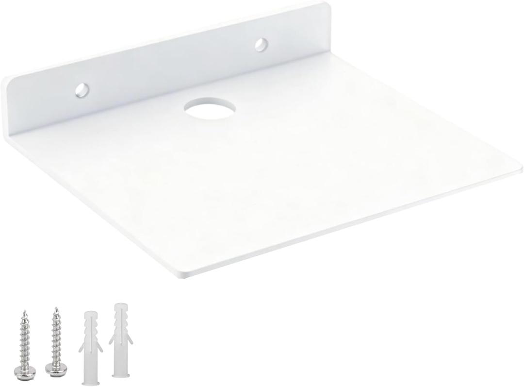 Small Shelf for Wall, 5 Inch, Metal Floating Shelves for Echo, Cameras, Small Speaker Wall Mount Shelves (White 1pcs)