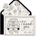 Whaline 50 Pack Wedding Thank You Cards Boxed Black The New Mr & Mrs Car Cake Thank You Greeting Note Cards with Envelope Sticker for Bridal Shower, Black