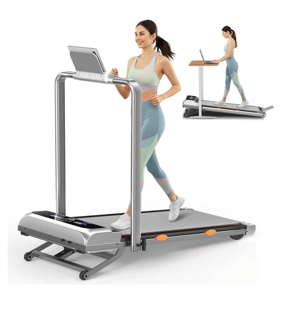 Walking Pad with 15% 12-Level Auto Incline & Handle Bar, 450 lbs Capacity UI Screen, Rayspace 3.5HP Quiet Under Desk Treadmill, Speaker, APP & Remote Control, Treadmills for Home Hiking