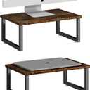 Simple Trending 2 Pack Monitor Stand Riser, Wood Desk Storage Organizer for Office Laptop, Computer, Antique Brown
