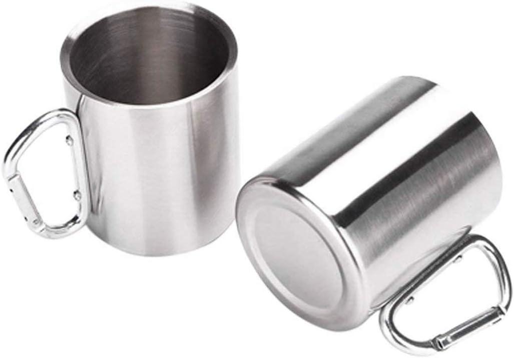 Tebery 2 Pack Stainless Steel Coffee Mugs with Handles 10OZ Double Walled Travel Water Tea Coffee Cups for Backpacking, Camping & Hiking