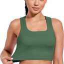 XUNYU High Support Sports Bra for Women Workout Tops Built in Bra Athletic Tank Top High Impact Padded Longline Yoga Bra (XL)