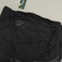 Blooming Jelly High Waisted Swim Skirt Tummy Control Swim Bottoms Mesh Ruched Drawsting Bathing Suit (Black, XL)