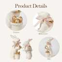 WDS WONDROUS White Easter Bunny Figurines Set of 2, Resin Rabbit Statues with Gold Eggs & Pink Ribbon Bow, Spring Home Decor Centerpiece, Indoor Easter Decorations & Gift for Women, Family