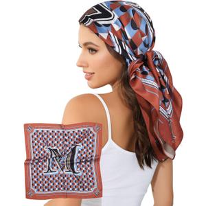 2 x AWAYTR 35 Satin Head Scarves Women Like Silk Scarf Hair Bandanas Women Matte Neck Scarf Head Wrap Hair Headscarf