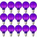 Minsily 15 Pack G40 LED Christmas Replacement Bulbs 1W Shatterproof G40 Globe Light Bulbs for Outdoor String Lights E12 Candelabra Base LED Edison Filament Bulbs for Outdoor Patio Home Decor(Purple)