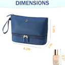 Travel Makeup Bag Double Layer Cosmetic Pouch with Brush Organizer, Large Opening Design, Essential for Business Trips(Navy blue)