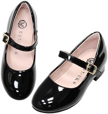Girls Dress Shoes-Mary Jane Shoes for Girls Low Heel Princess Hook and Loop Dress Shoes Party Wedding Flats for Little/Big Kids Size 11