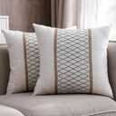 Boho Throw Pillow Covers 18x18 Set of 2 Soft Linen Farmhouse Pillow Covers Rustic Neutral Decorative Pillow Cases for Couch,Bed,Living Room Home Decor (Grid-grey)