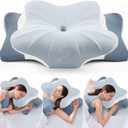 DONAMA Cervical Pillow for Neck and Shoulder, Contour Memory Foam Pillow, Ergonomic Neck Support Pillow for Side Back Stomach Sleepers with Pillowcase
(Queen Size 24.8"Lx14.96"Wx5.51"H, Blue)