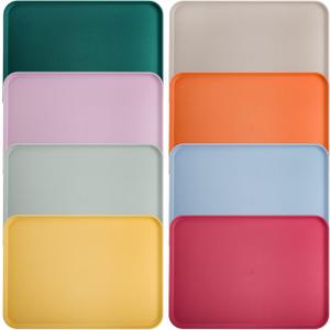 Lyellfe 8 Pack Fast Food Serving Tray, 15 by 10-Inch Wheat Straw Cafeteria Tray, Colorful Restaurant Serving Trays, Rectangular Serving Platter for Party, Home, School, Restaurant