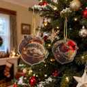 2 x Forest Animal Acorn Ornaments, Cozy Forest Christmas Ornaments, Pine Cone Animal Christmas Tree Hangning Ornaments, 2D Acrylic Christmas Decorations for Home Decor