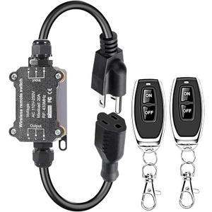 AC110V Remote Control Power Switch,Waterproof Wireless Light Switch,165 Feet Long,AC110V/120V/250V/20A RF Module Relay,Outdoor Weatherproof Smart Socket,Electrical Equipment