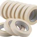 Lichamp Masking Tape 1 inch, 10 Pack General Purpose Masking Tape Bulk Multipack for Basic Use, 1 inch x 55 Yards x 10 Rolls (550 Total Yards)