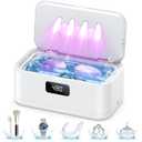 Ultrasonic Jewelry Cleaner, 50Khz Jewelry Cleaner Ultrasonic Machine for Jewelry, Eyeglasses, Rings, Watch Strap, Dentures, 24oz - 304 Stainless Steel Tank, Digital Timer, 5 Cleaning Modes(White)