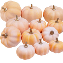 Winlyn 12 Pcs Harvest Orange Artificial Pumpkins Fall Faux Pumpkins Light Orange, Pink, White, Decorative Pumpkins Fake Foam Pumpkins for Thanksgiving Party Halloween Autumn Wedding Centerpiece Table Wreath Décor