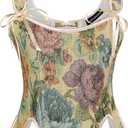 SCARLET DARKNESS Bustier Tops for Women Renaissance Floral Lace Up Bodyshaper Corset with Zipper (M)