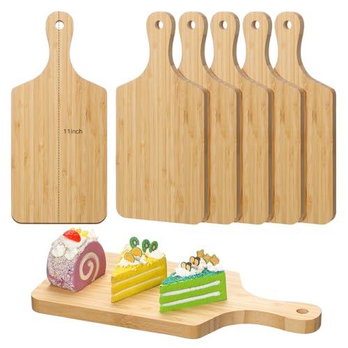Lounsweer 6 Pcs Thicken Cutting Board Bulk Wood Board for Chopping Serving Charcuterie Material for Laser Engraving Mother' Day Wedding Housewarming Gift(Bamboo,11 x 5 Inches)