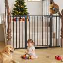 Cumbor 29.7"51.5" Extra Wide Baby Gate for Stairs, Pressure-Mounted Dog Gates for Doorways & Hallways, Auto-Close Walk-Through, No-Trip Design, Child Proof Safety, Dog/Pet Gate for Indoor Use, Black