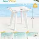 Outdoor Side Table, HDPE Weather Resistant Small Patio Table for Porch and Balcony, 200 LBS Capacity Heavy Duty Small Outdoor Table for Backyard and Pool, Easy Maintenance, White