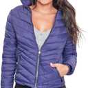 YMI Women's Junior Full Length Puffer Jacket with Detachable Sherpa Hood (Medium, Navy)