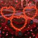 Retisee 3 Pcs Valentines Red Heart Shaped Solar Lights Metal Solar Decorative Lamps with Stakes for Garden Yard Path or Landscape Light Outdoor Decor, 12.7 x 9.3 Inch