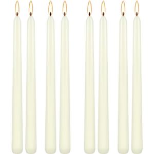 8 Pack Ivory Taper Candles 10 Inch Tall 3/4 Inch Thick Burn 8 Hours